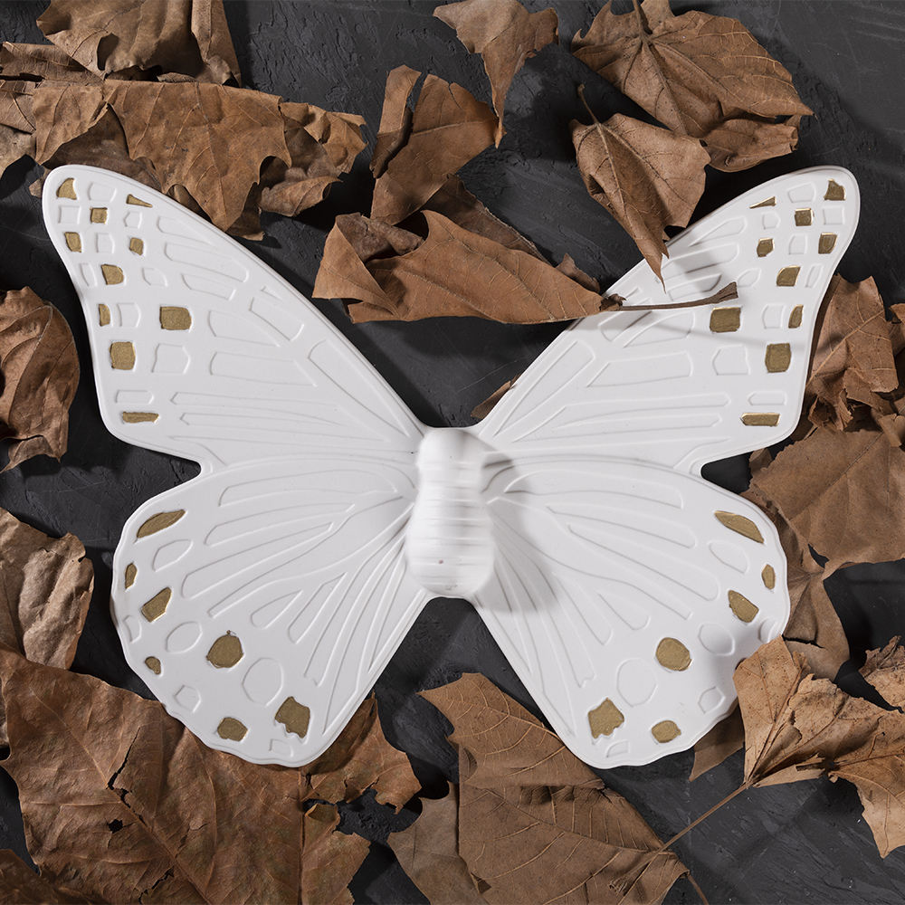 Duo de Papillons Muraux Colorés en Céramique Blanc