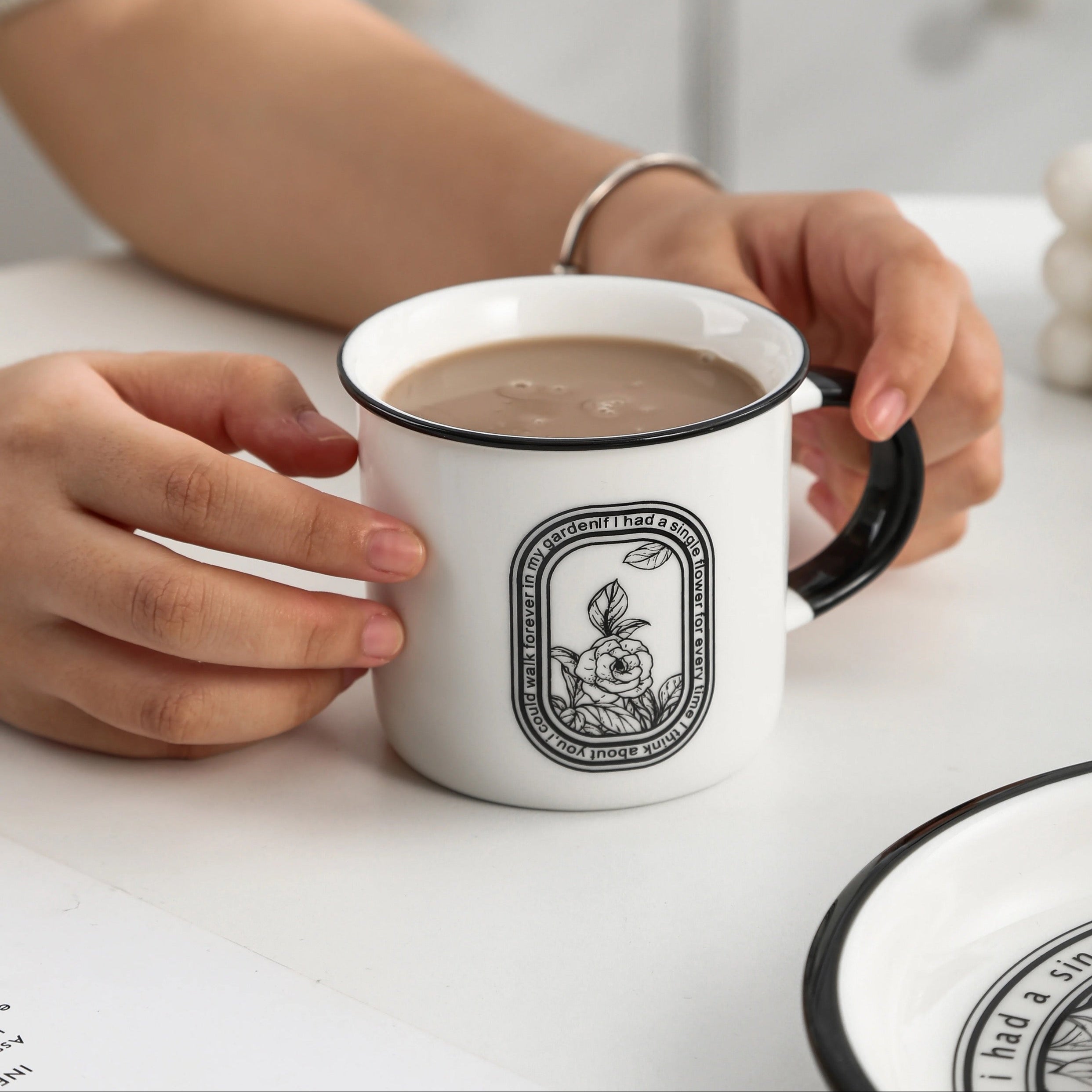 Mug à Café Camellia, Style Nordique Classique et Vintage