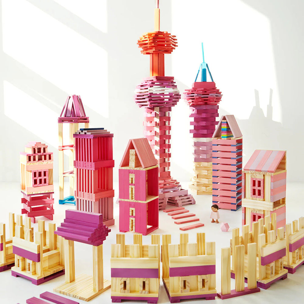 Mideer Blocs de construction en bois Archimède, Couleurs Froides, 50 pièces