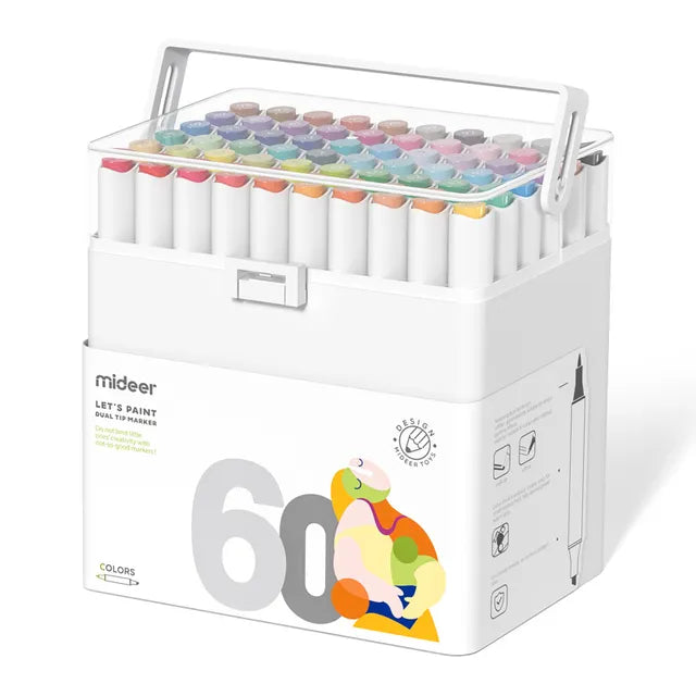 Mideer Marqueurs Double Pointe : 60 couleurs