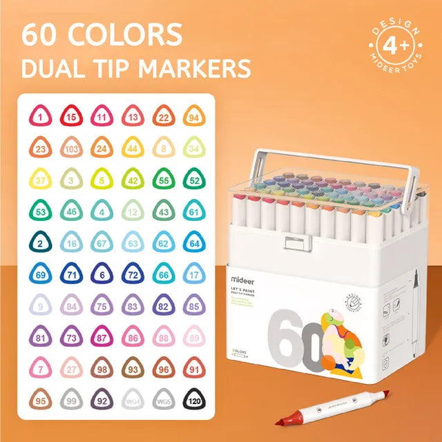 Mideer Marqueurs Double Pointe : 60 couleurs