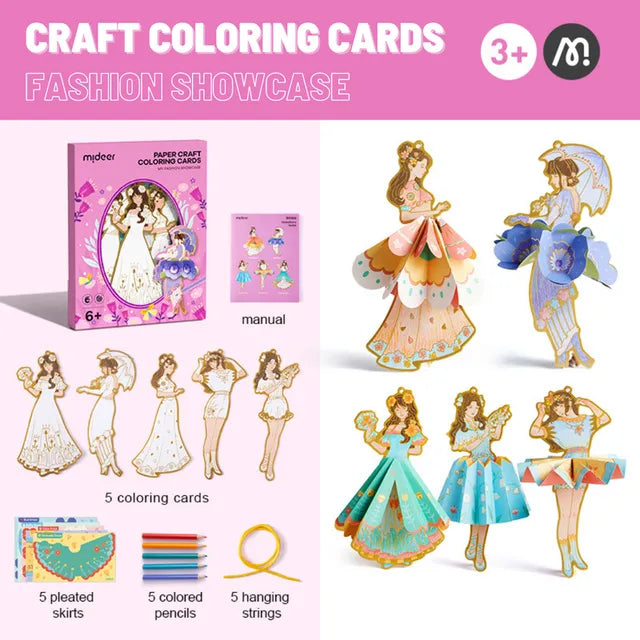 Mideer Cartes de Coloriage en Papier : Mon Défilé de Mode
