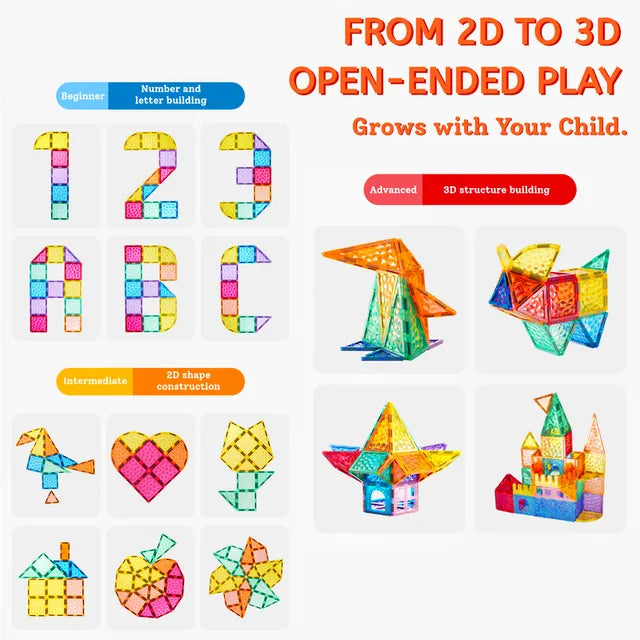 Mideer Tuiles magnétiques prismatiques, 90 pièces