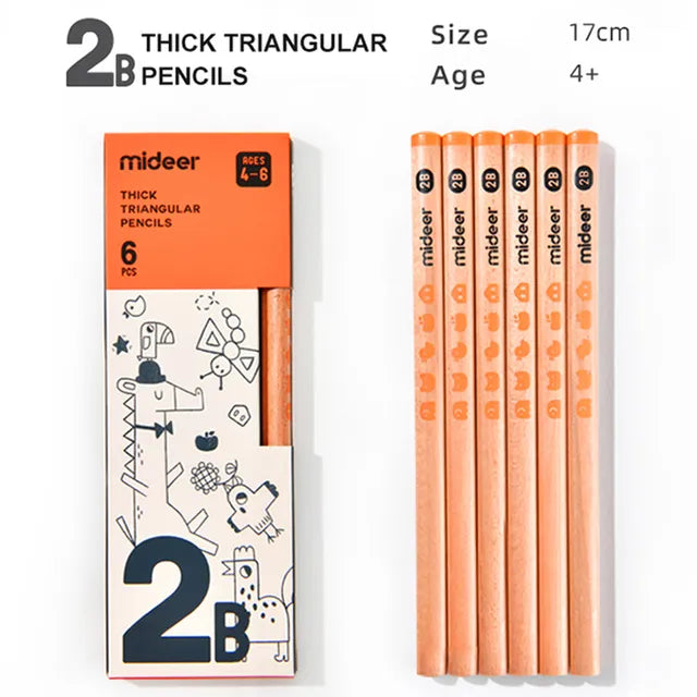 Mideer Crayons triangulaires 2B, 6 pièces