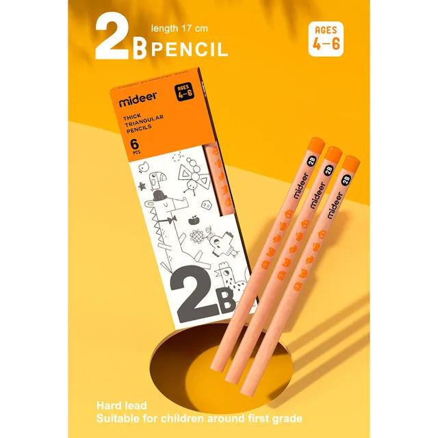 Mideer Crayons triangulaires 2B, 6 pièces