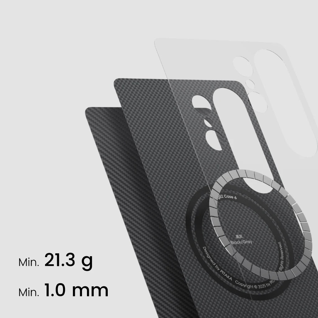 PITAKA Coque Ultra Mince pour Samsung Galaxy S25+ Black/Grey
