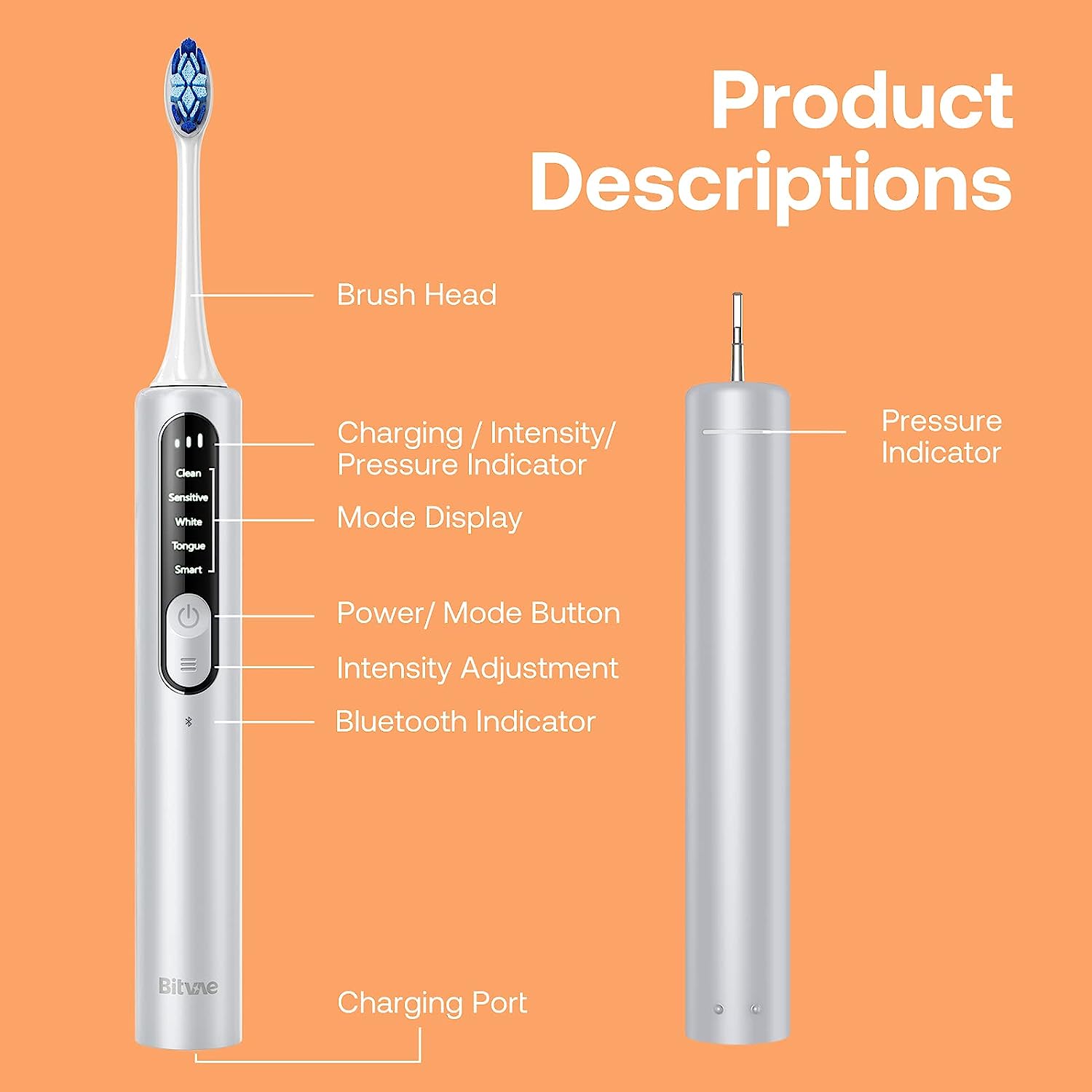 Bitvae S3 Brosse à Dents électrique Sonique Intelligente avec étui de Voyage