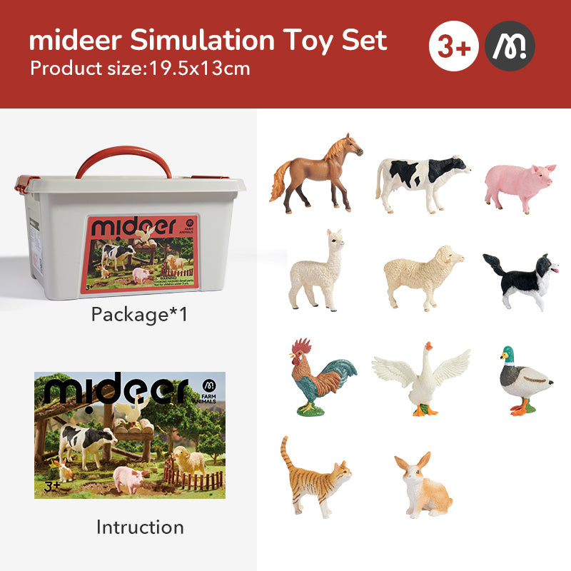 Mideer Coffret de Figurines Animaux de la Ferme : 11 Pièces