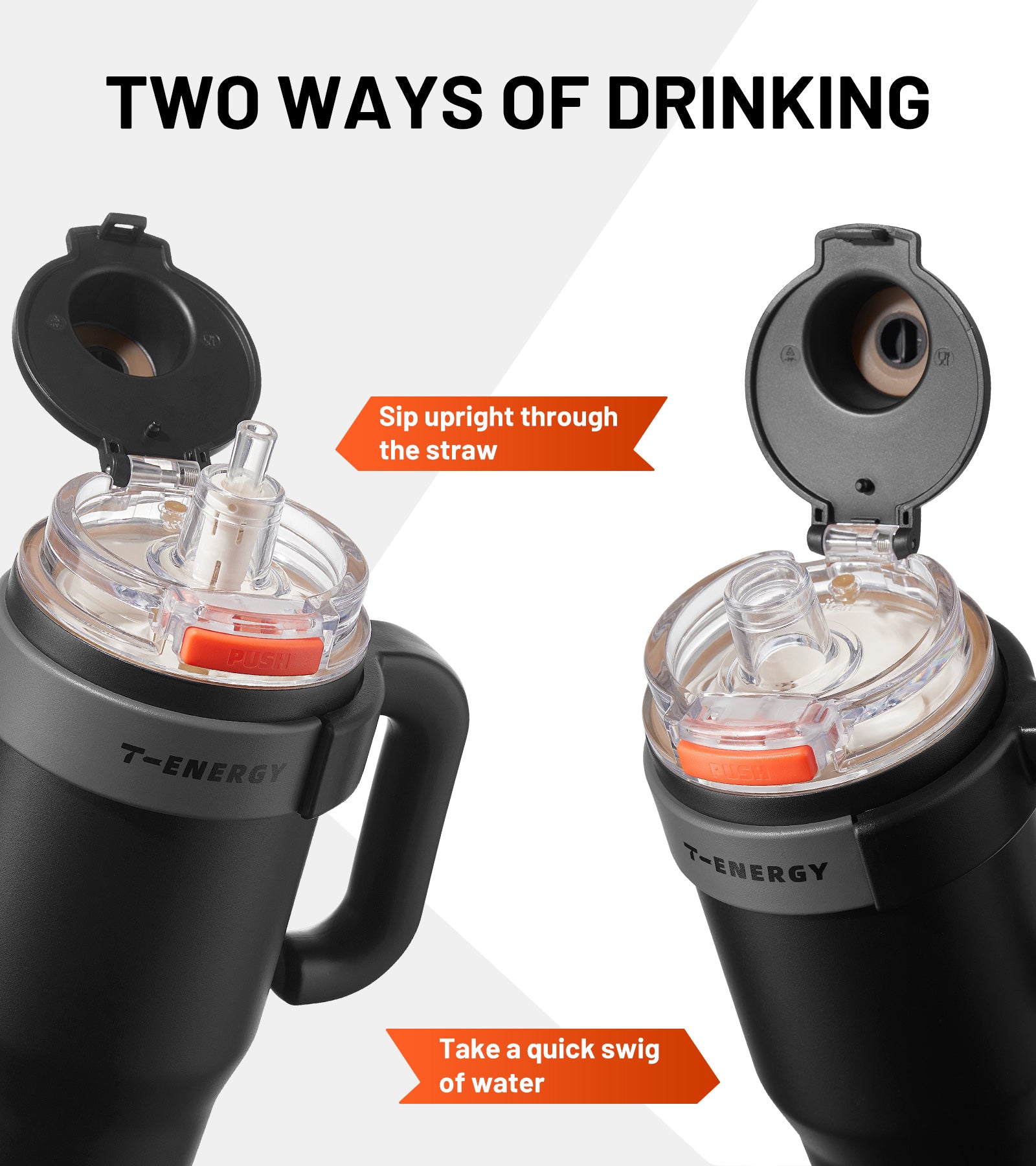 TKK Tumbler isotherme avec poignée, Revêtement intérieur céramique, double paroi avec paille et couvercle