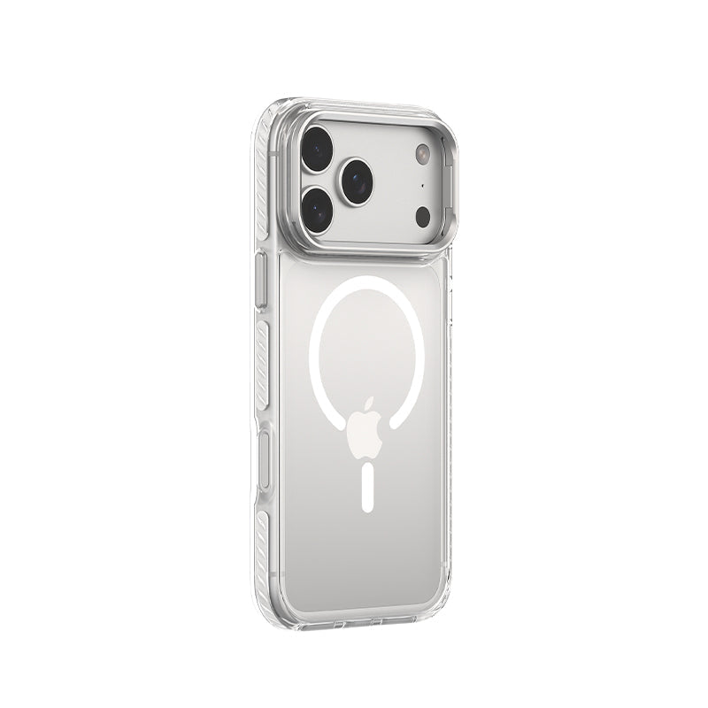 Comma Coque Crystal Titanium, Magnétique, Anti-Jaunissement et Support Caméra pour iPhone 18 Pro Blanc
