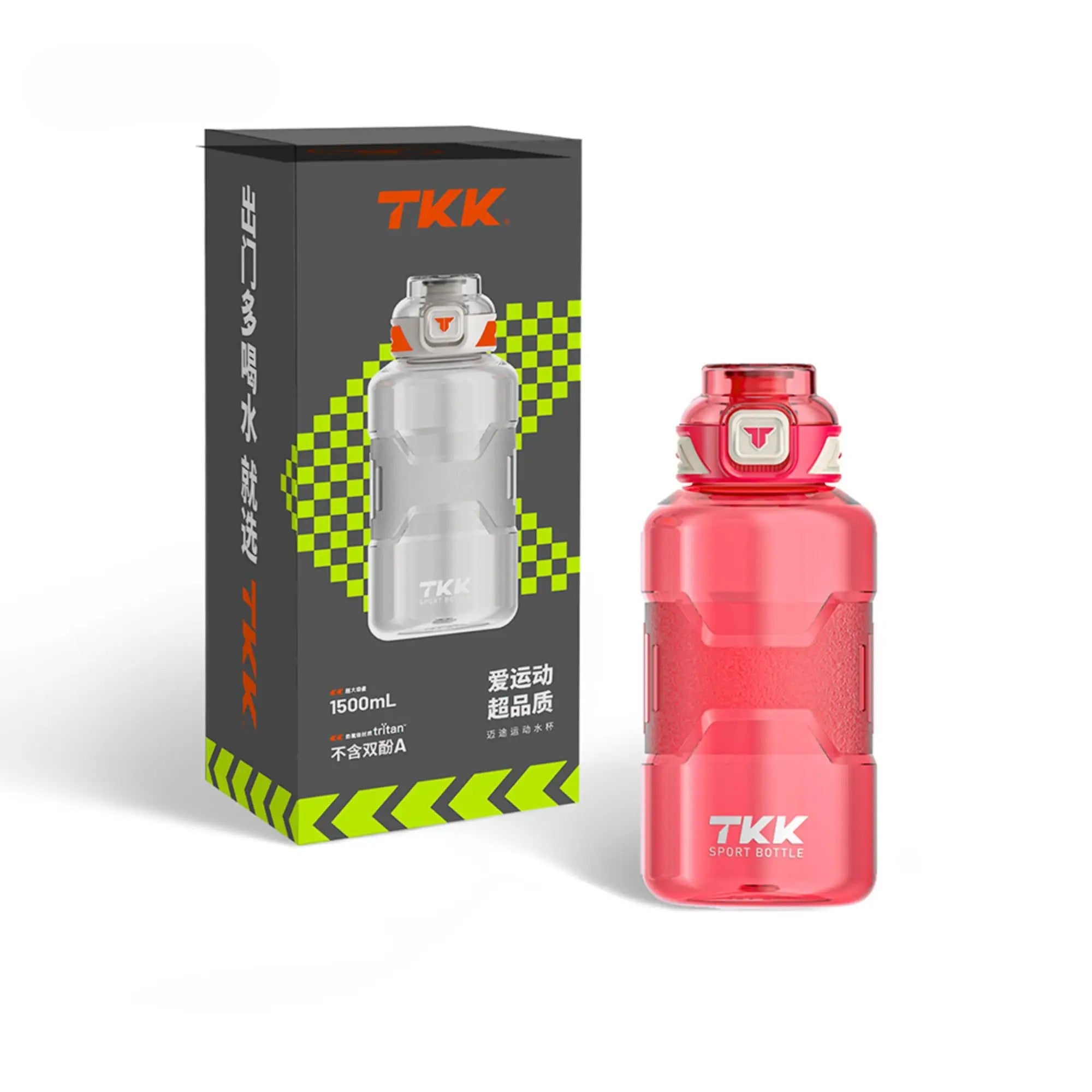 TKK Gourde 1500ml en Tritan, Design Moderne avec Paille, sans BPA