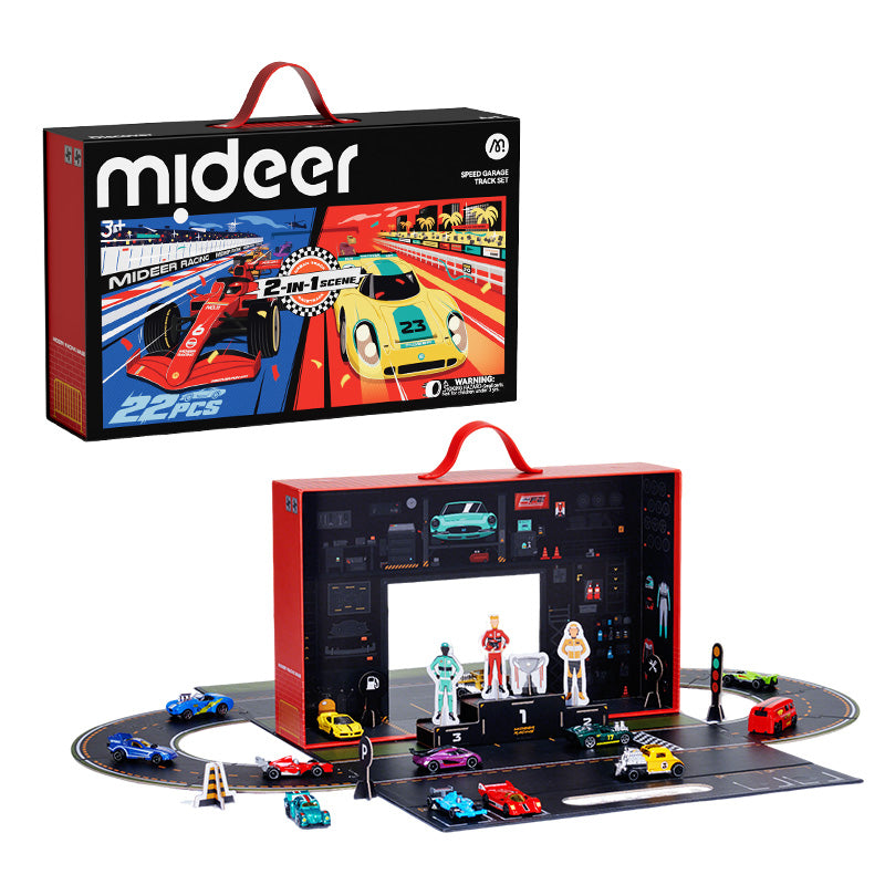 Mideer Circuit de Course Modulable avec Garage