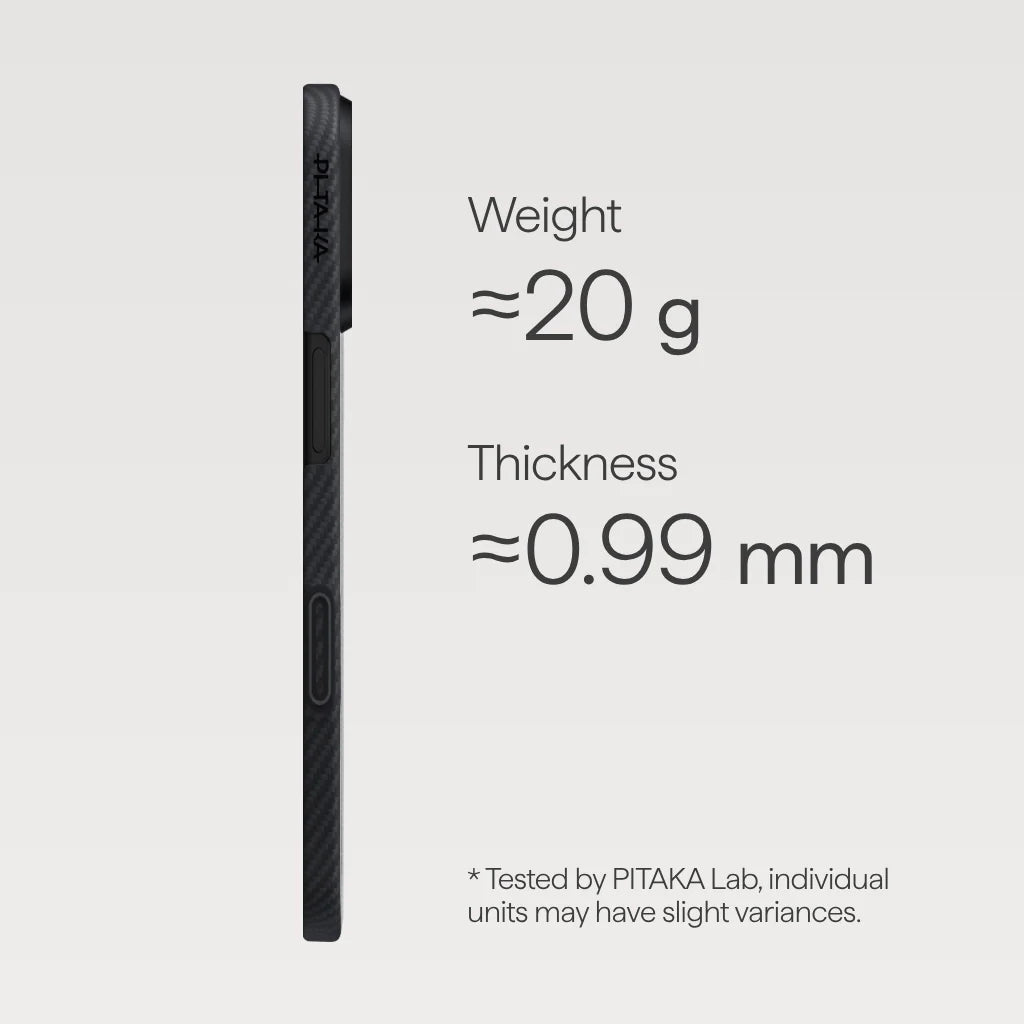 PITAKA Coque Ultra Mince pour iPhone 17 Black/Grey avec (PitaTap™)