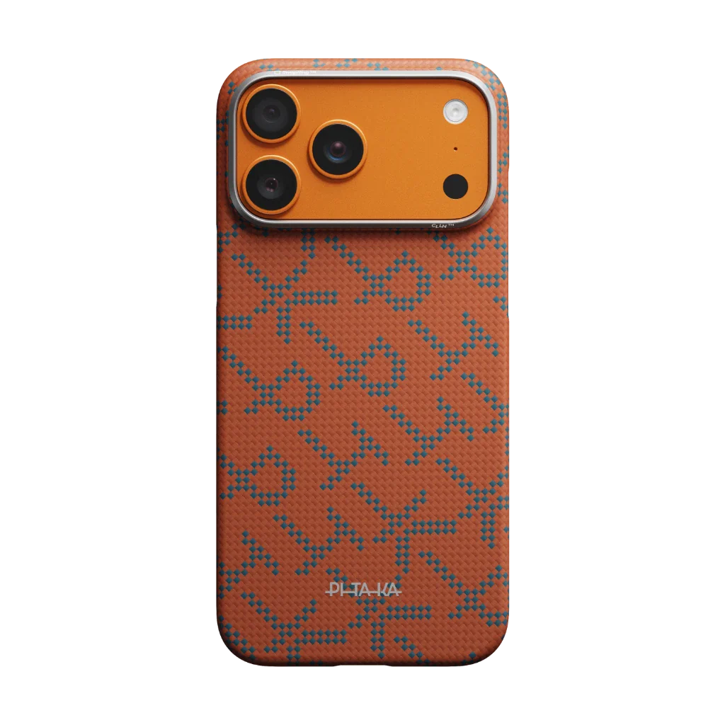 PITAKA Coque Ultra Mince pour iPhone 17 Pro Max Leaping Blue Orange avec (PitaTap™)