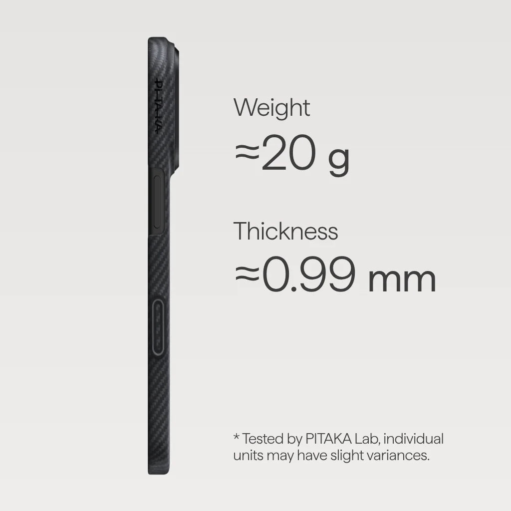 PITAKA Coque Ultra Mince pour iPhone 17 Pro Black/Grey avec (PitaTap™)