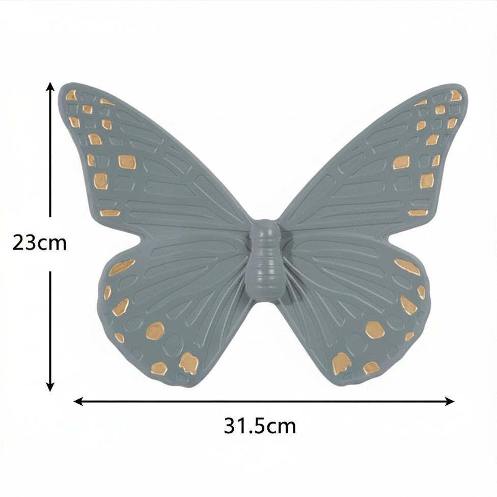 Duo de Papillons Muraux Colorés en Céramique Vert
