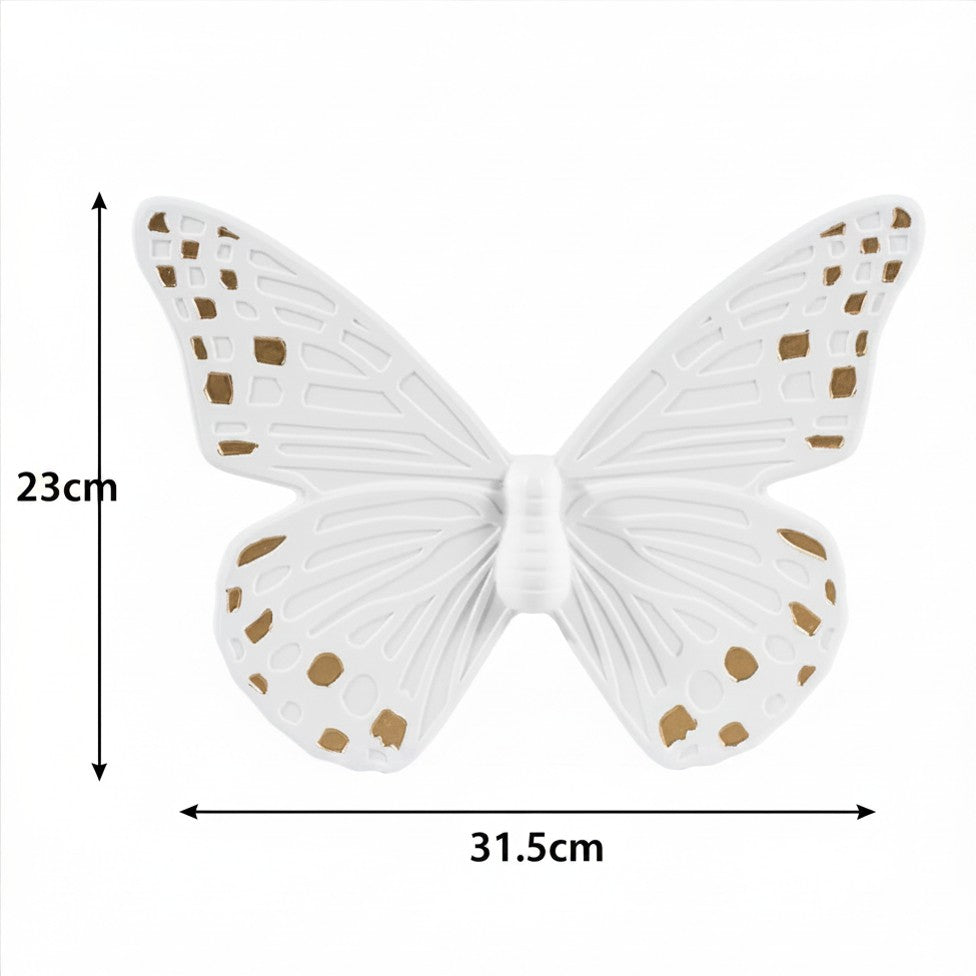 Duo de Papillons Muraux Colorés en Céramique Blanc