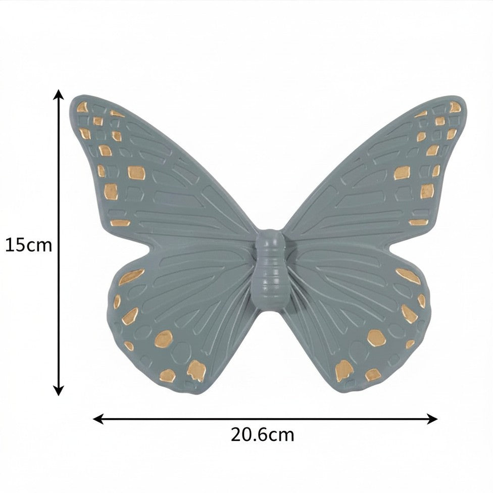 Duo de Papillons Muraux Colorés en Céramique Vert