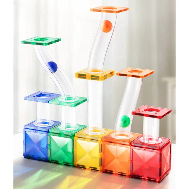 Mideer Tuiles magnétiques colorées, Circuit à billes, 100 pièces