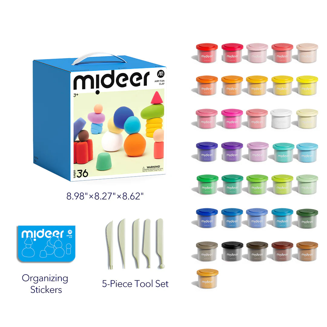 Mideer Pâte à Modeler Légère Airy Fun Clay : 36 couleurs