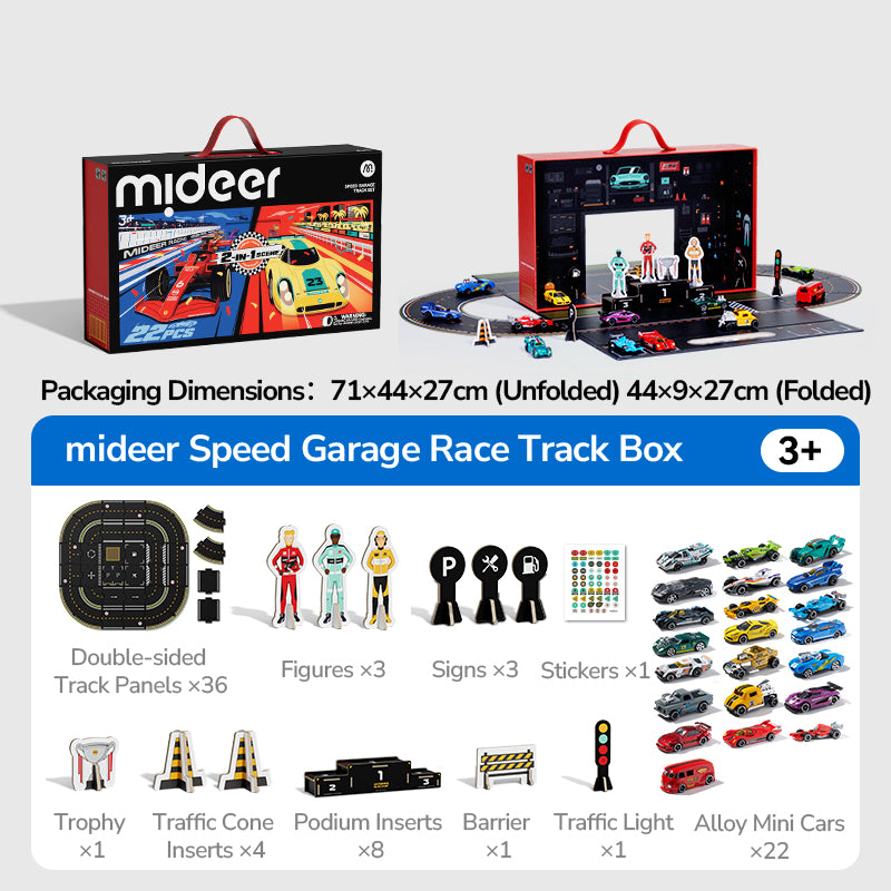 Mideer Circuit de Course Modulable avec Garage