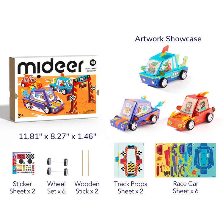 Mideer Atelier de Création en Papier : Voiture de Course