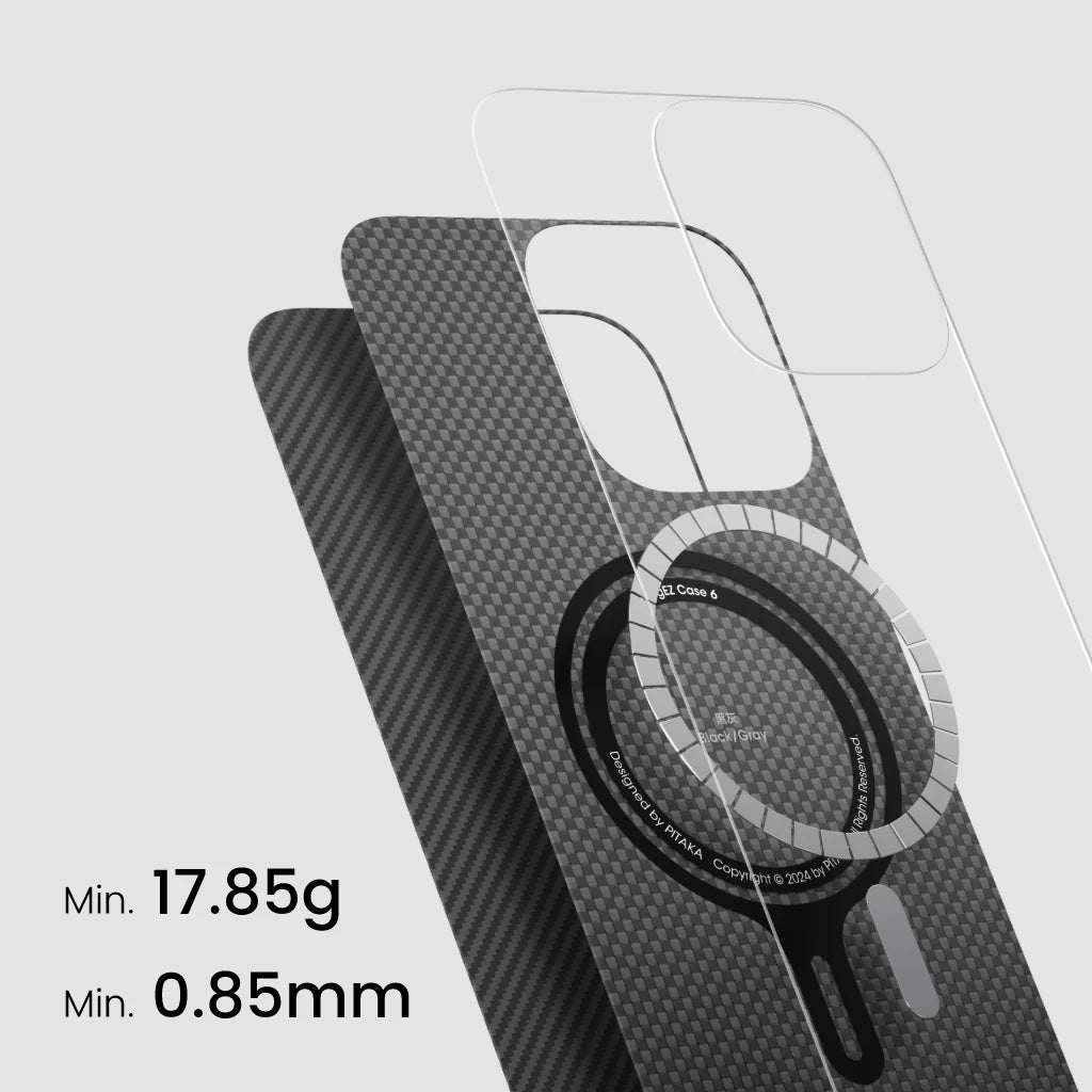 PITAKA Coque Ultra Mince pour iPhone 16 Plus Black/Grey