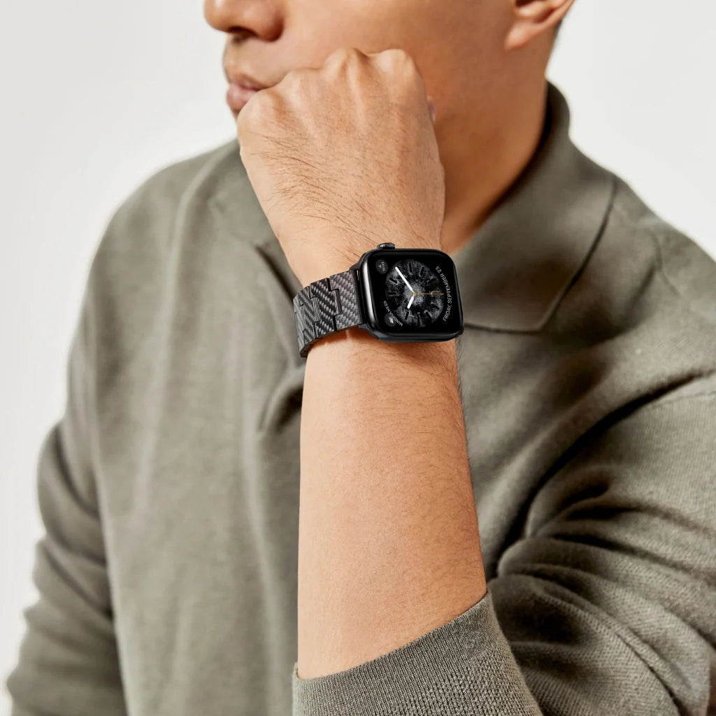 PITAKA Bracelet en fibre de carbone pour Apple Watch Modern Black/Grey
